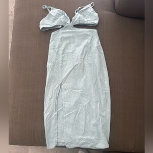 Light Blue Midi Dress with cutout Detail